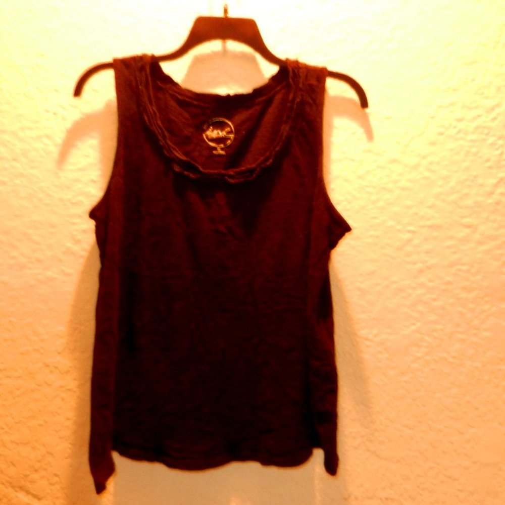 Inc fade in fade out black distressed cotton tank top  2X